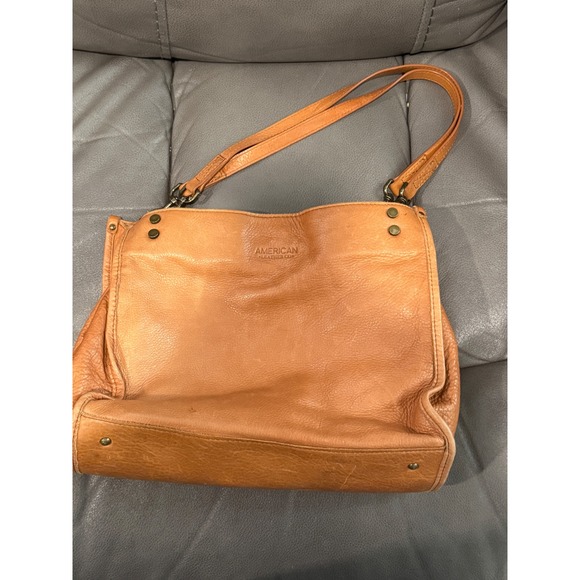 American Leather Co Tan Brown Genuine Leather Shoulder Bag...
